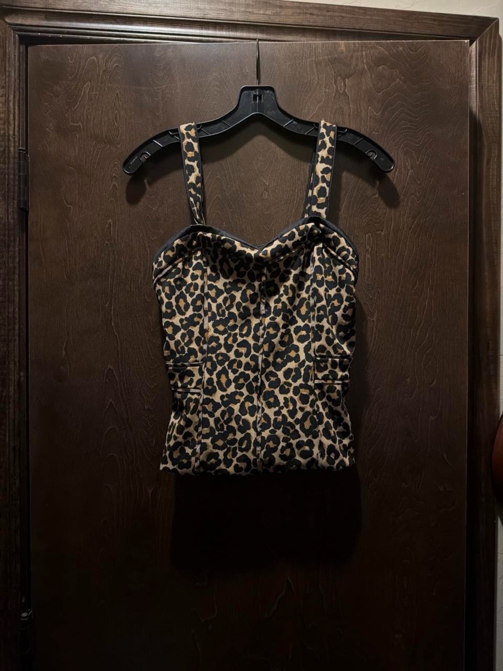 White House Black Market Leopard Print Sweetheart Cami - Tan & Black